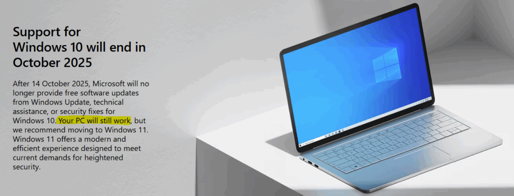 pc will still work windows 10 october