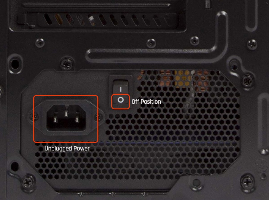 power plug at back of pc