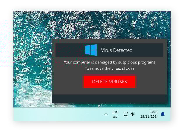 example of a fake virus warning