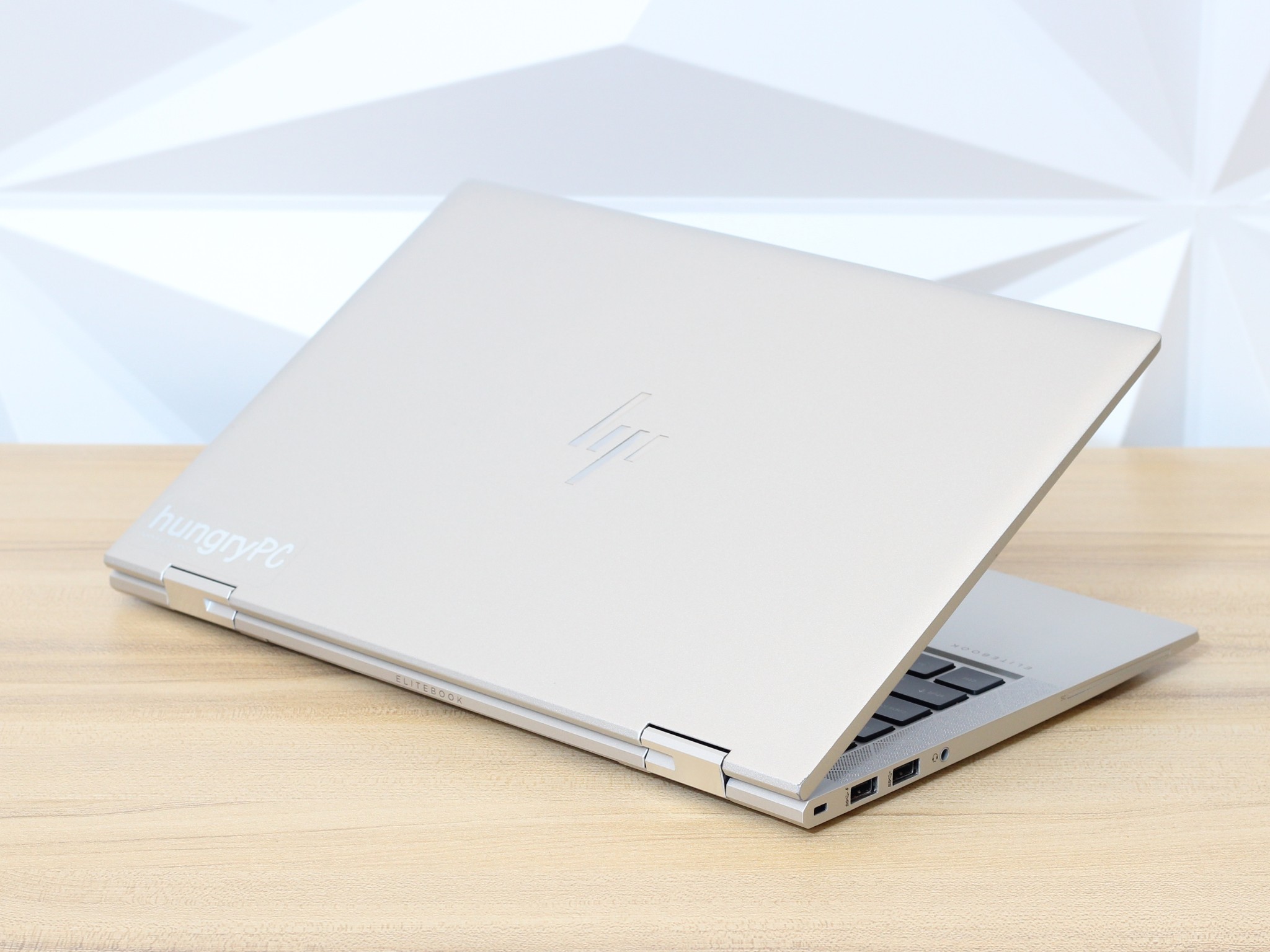 HP EliteBook x360 830 G8 Notebook Rear exterior lid and rear hinge view of the business-grade refurbished hp elitebook x360 13.3 inch core i7 11th gen laptop.