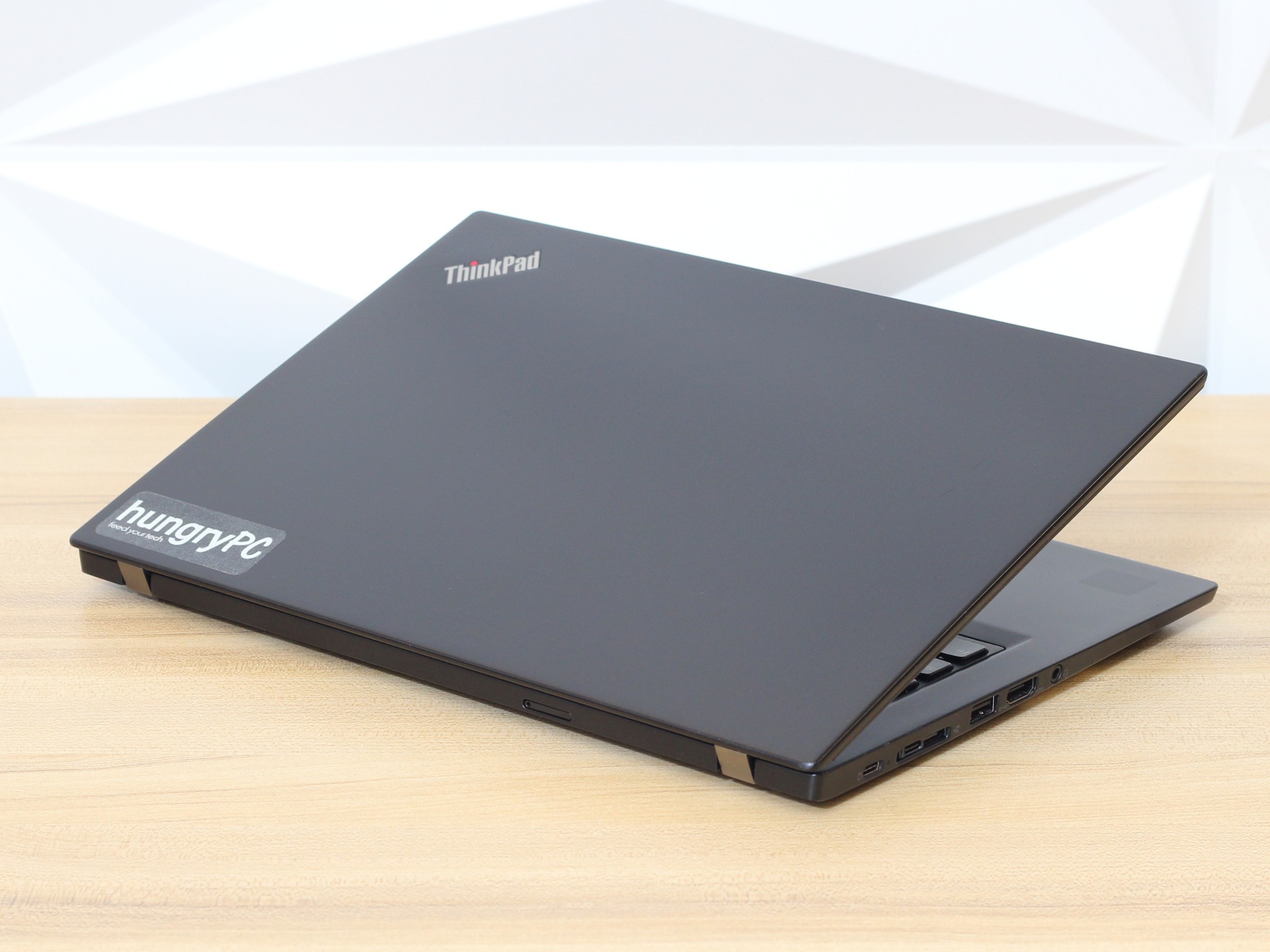 Lenovo ThinkPad X395 Laptop Rear Side side profile view of the refurbished lenovo thinkpad x395 13.3 inch amd ryzen 7 pro showing chassis thickness and connectivity ports.