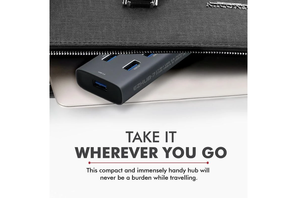 5 87219a8812 233416257 detailed view of the promate usb hub with 7x usb 3.0 ports. comes with usb-c adapter & supports power input, fully tested and ready for your pc build or upgrade. shipped from hamilton, nz.