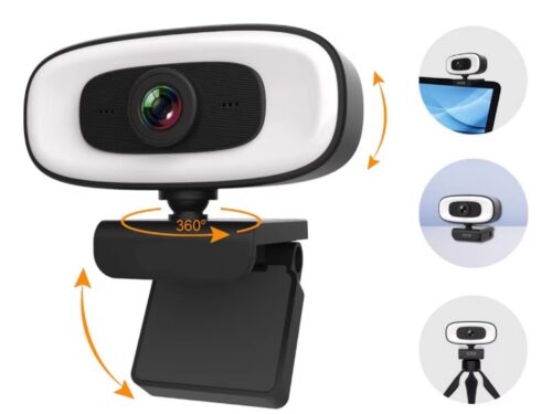 usb hd webcam with light and tripod. built-in microphone