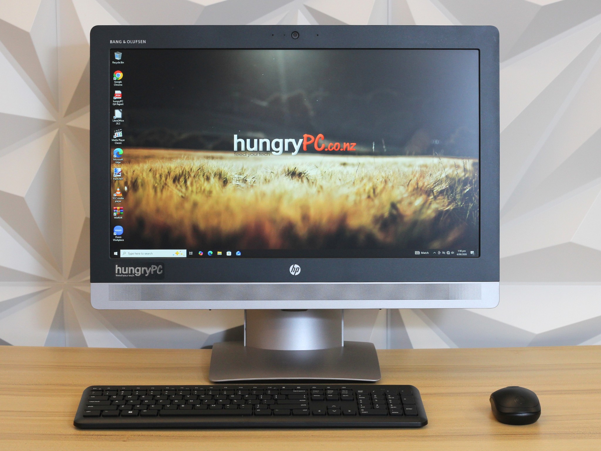 HP EliteOne 800 G2 23 Refurbished All in One PC Front front chassis panel of the refurbished hp eliteone 23 inch all-in-one pc showing the power button and front usb ports.