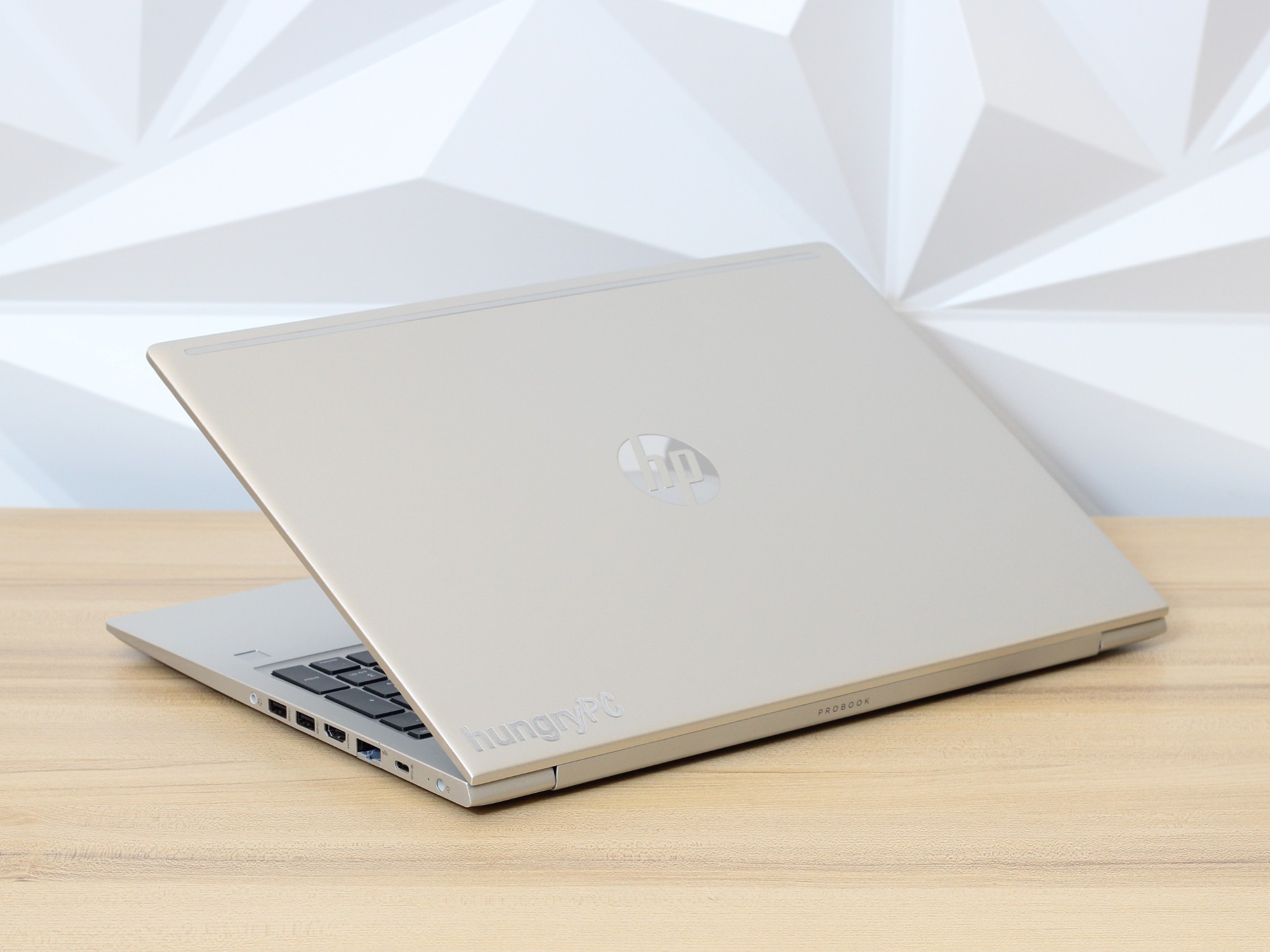 HP ProBook 455 G7 Rear exterior lid and rear hinge view of the business-grade refurbished hp probook 455 g7 15.6 inch amd ryzen 3 laptop.