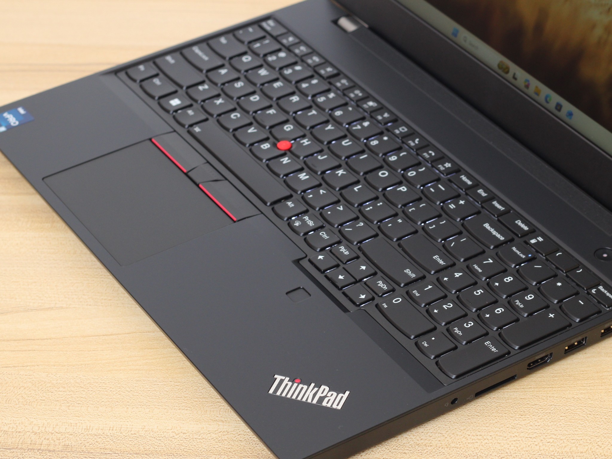 Lenovo ThinkPad P15v G3 Laptop Keyboard close-up of the keyboard, trackpad, and palmrest on the refurbished lenovo thinkpad p15v g3 15.6 inch core i7 12th gen.
