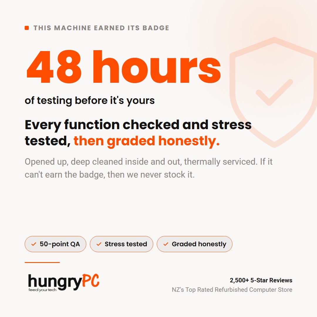 Hungry PC promo card: Every function checked and stress tested, then graded honestly. The Refurbished Custom Gaming PC, fully tested and ready for home or office use. Shipped from Hamilton, NZ.